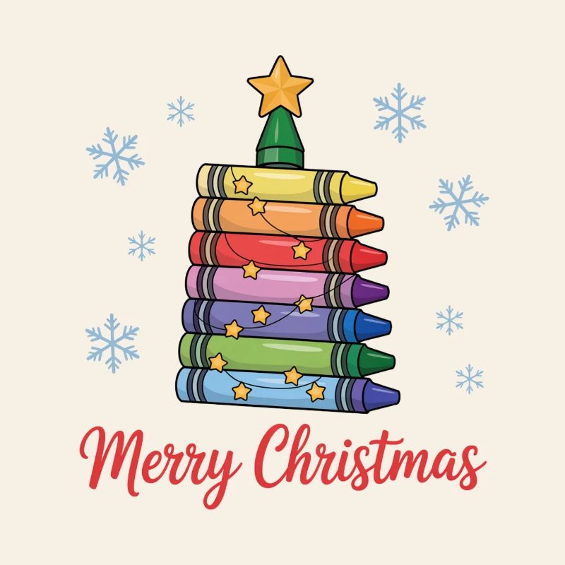 Arbre de Noël de crayons de couleur avec des étoiles