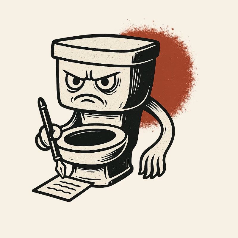 Angry toilet takes notes