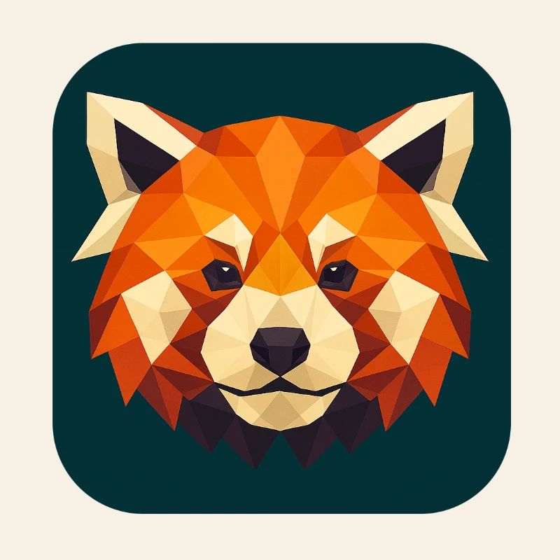 Roter Panda Kopf Low Poly