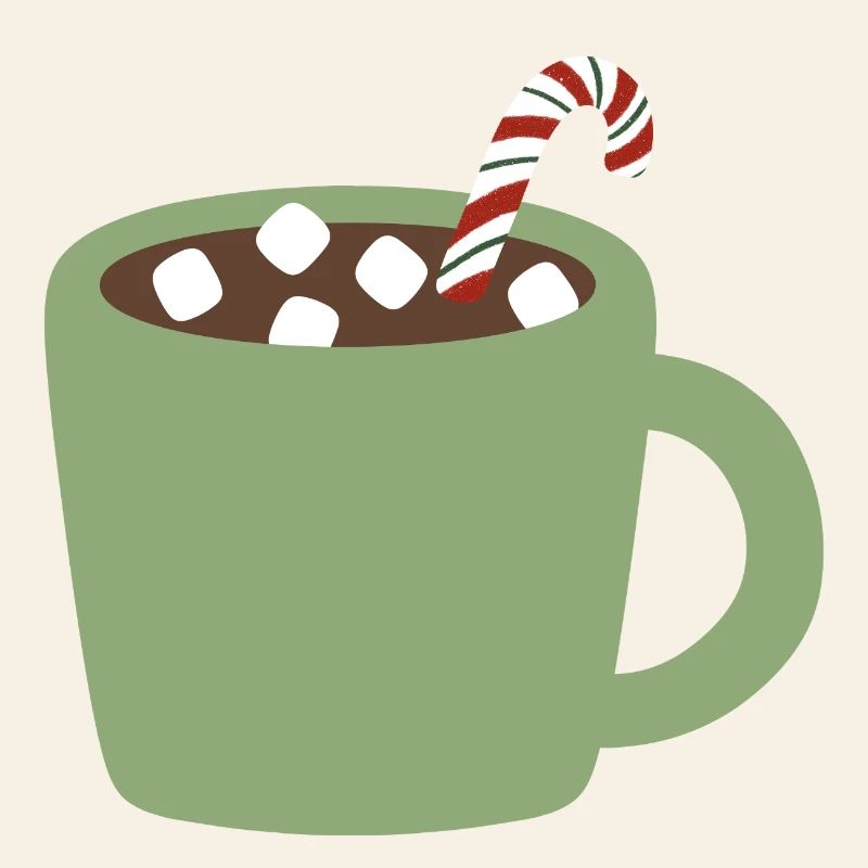 Mug Vert Cacao avec Canne de Noël