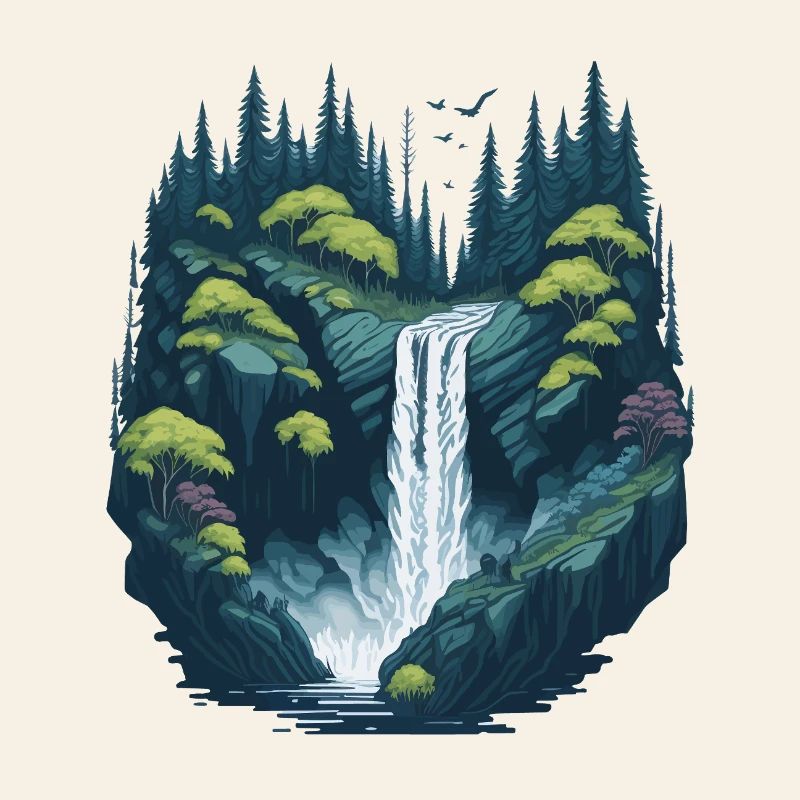 Leuchtender Waldwasserfall