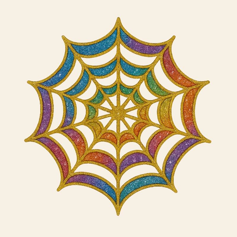 Spider Web | Rainbow Spider Web Gold Glitter