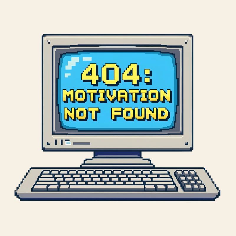 8-Bit Pixel Retro PC – 404 Motivation Not Found