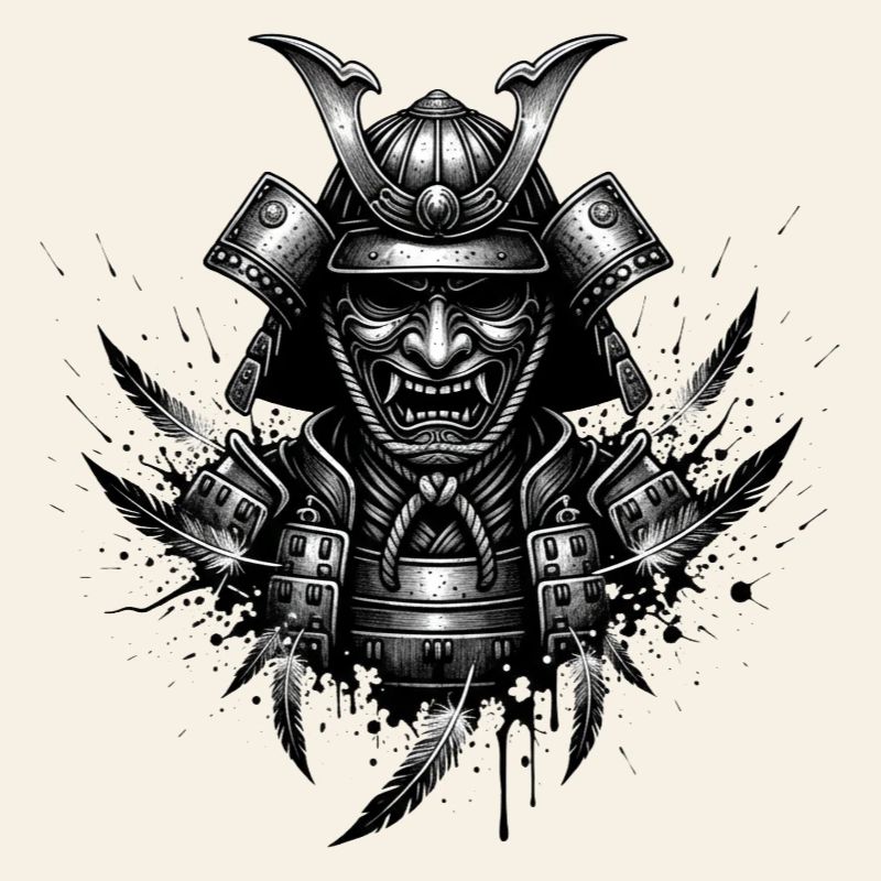 Dämonischer Samurai Helm Print