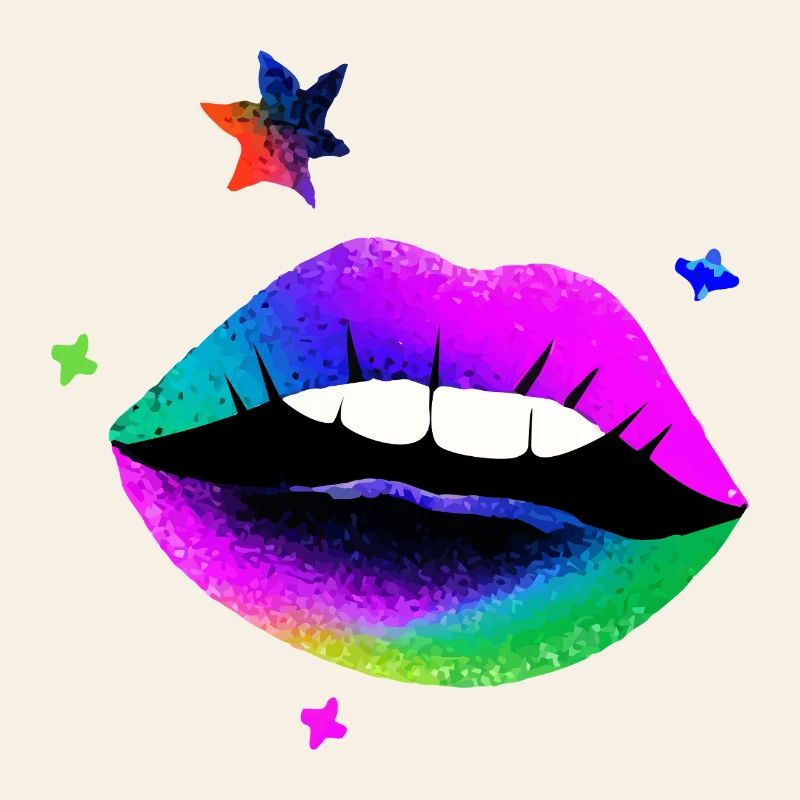 Rainbow Lips Pop Art Neon