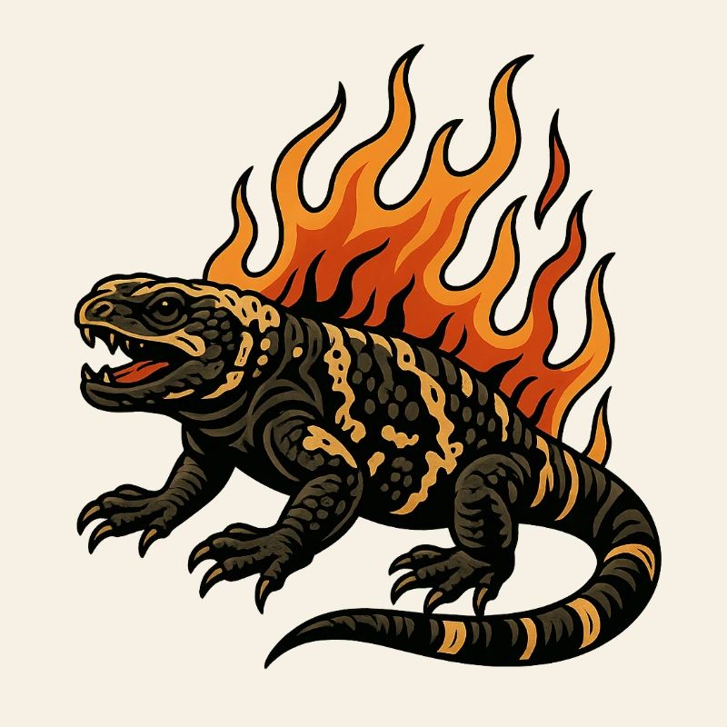 Flammen Gila-Krustenechse
