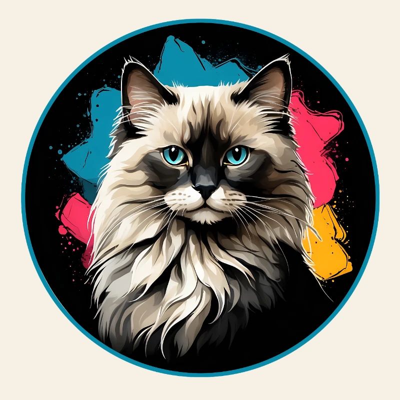 Portrait de chat éclaboussures de néons dans un cercle