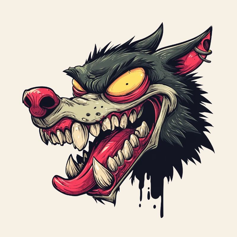 Ferocious Graffiti Wolf Head