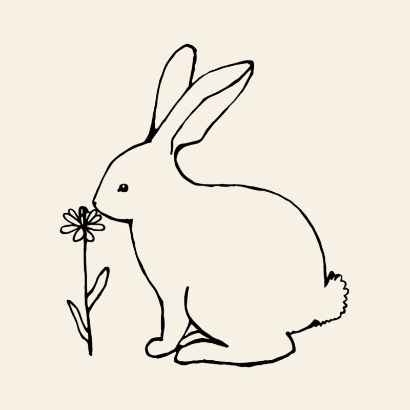 Bunny Smelling a Flower Line Art