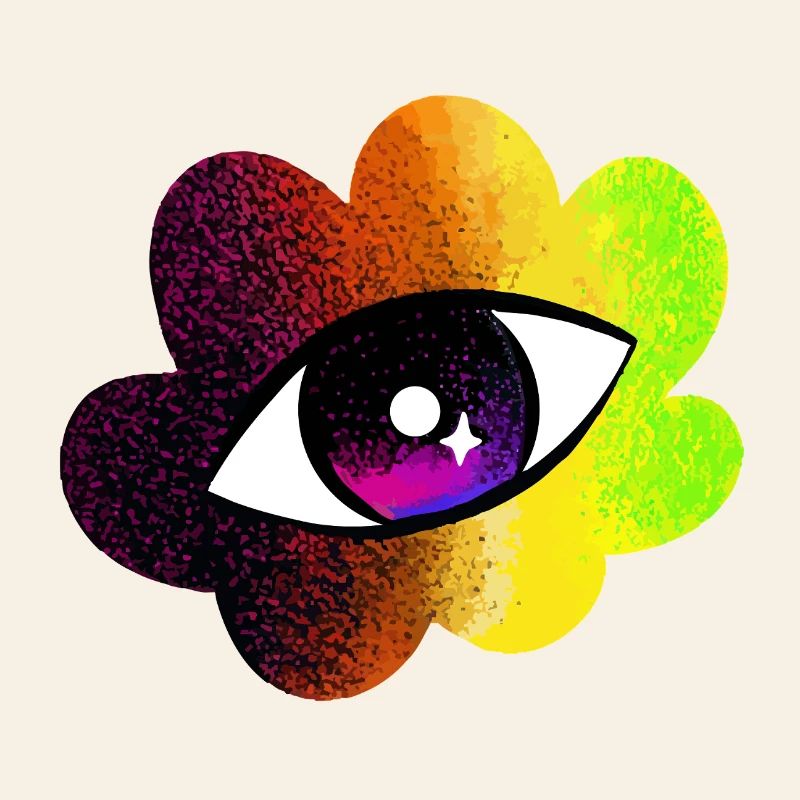 Rainbow Eye Flower Psychedelic Art