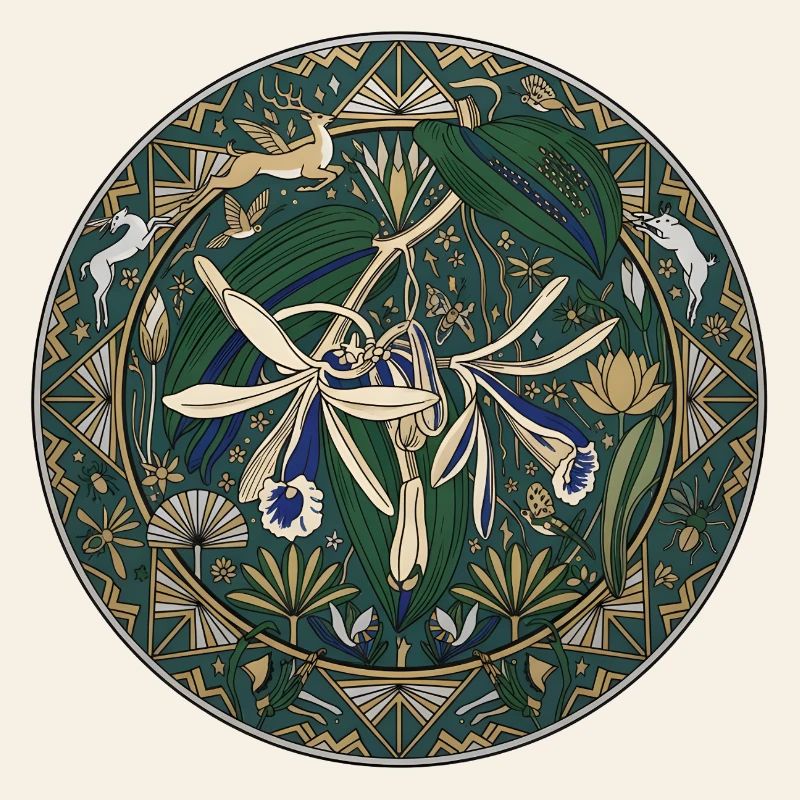 Orchidée vanille et feuillage