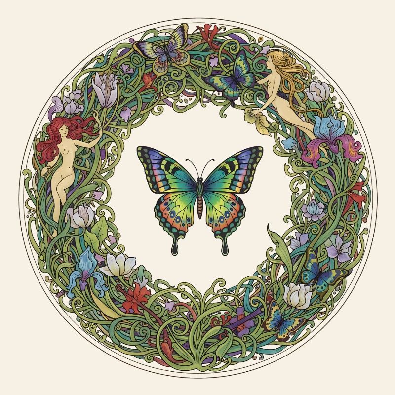 Flower Circle Butterfly Dream Image