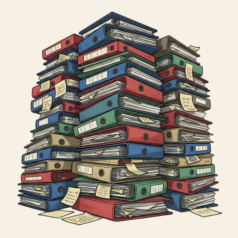 Folder Stack Office Chaos