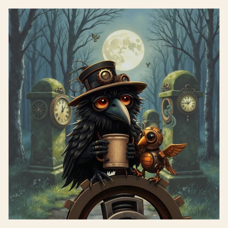 Night Steampunk Raven