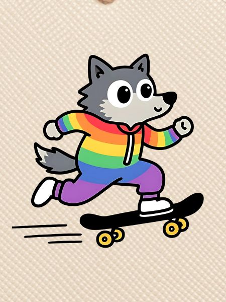 Regenbogen Wolf Schlittschuh