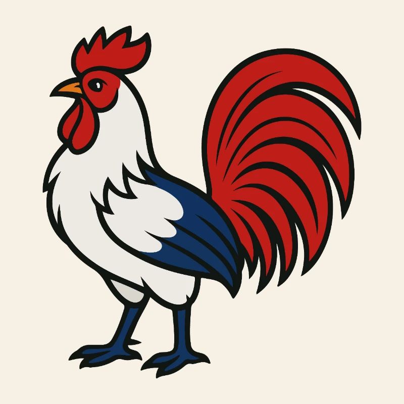 Coq français - Couleur du drapeau Bleu Blanc Rouge