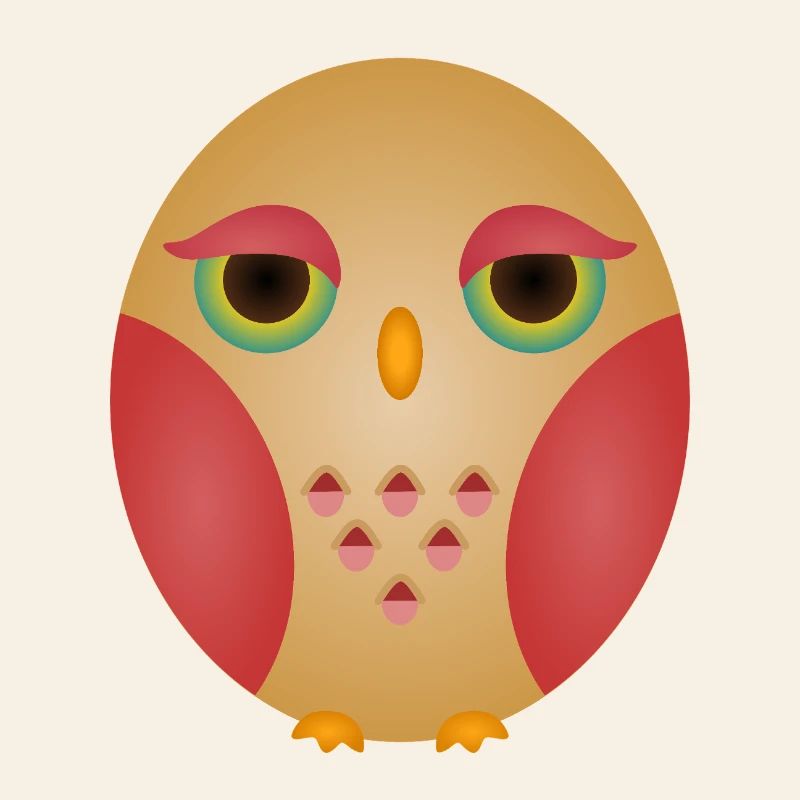 Visage de hibou dégradé dans des tons confortables