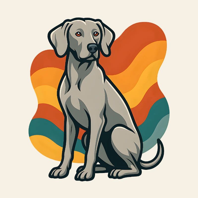 weimaranerWHund in retro wave pattern