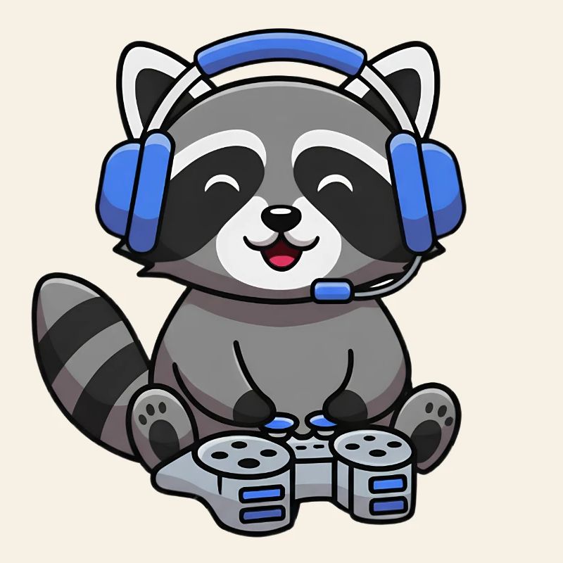Raccoon playing games