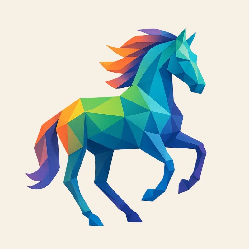 Cheval Coloré Low-Poly - Equitation