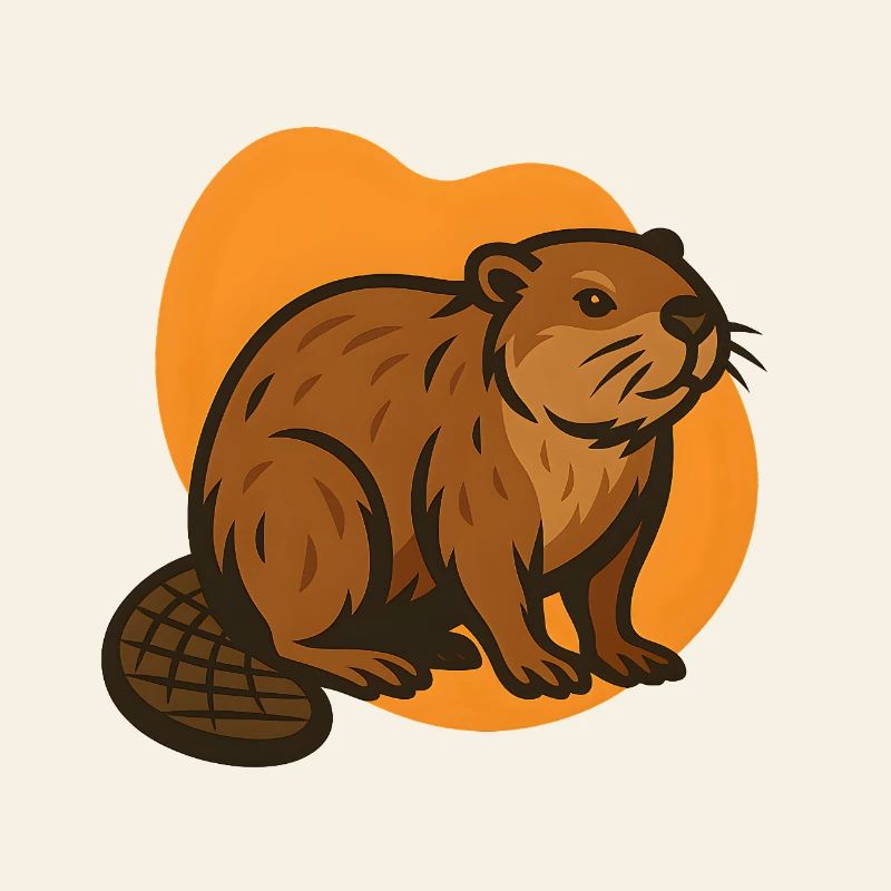 Beaver in orange background