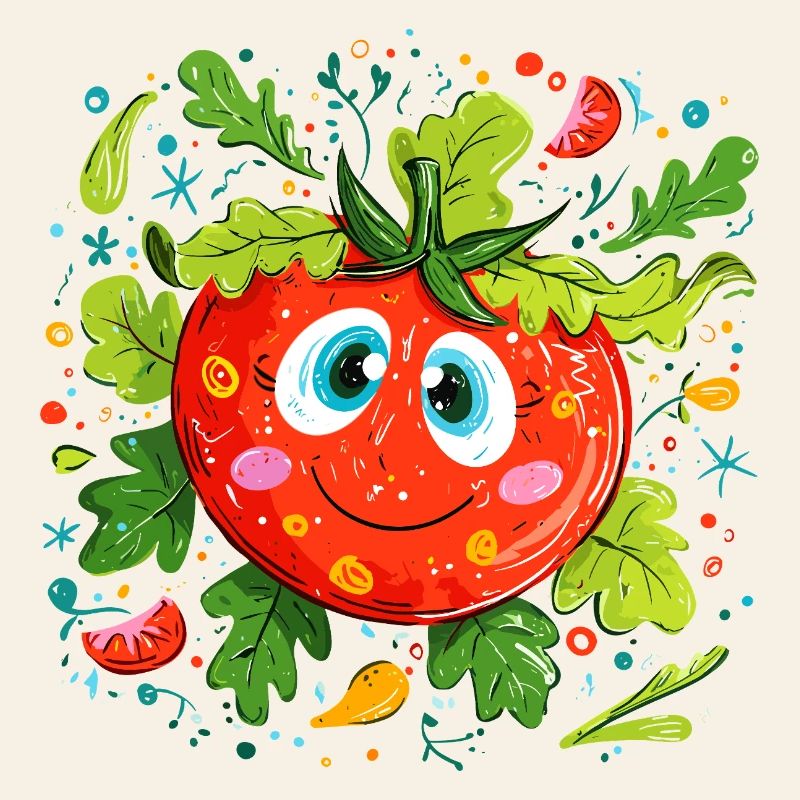 Tomate joyeuse à motif vert