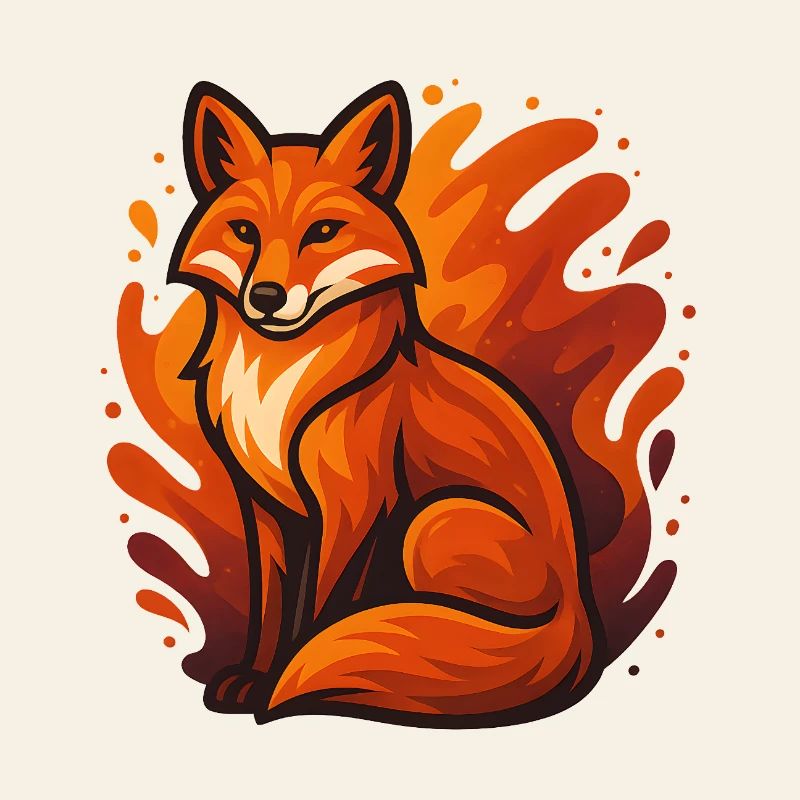 Flaming fox in graphic style