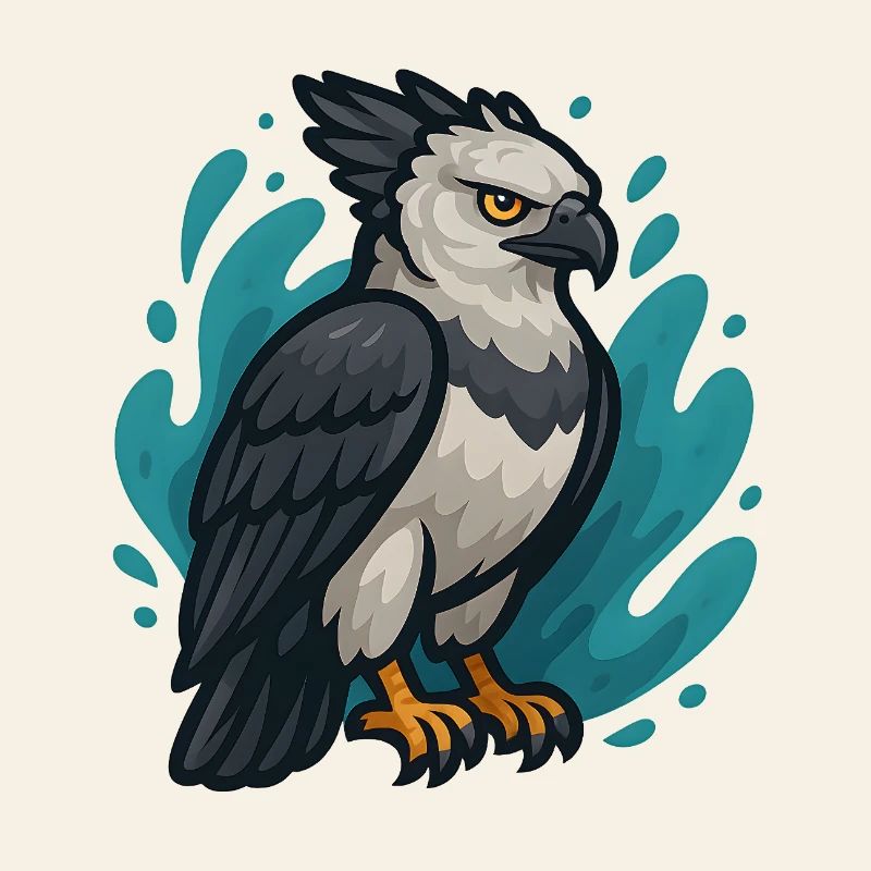 Harpy eagle with turquoise spray
