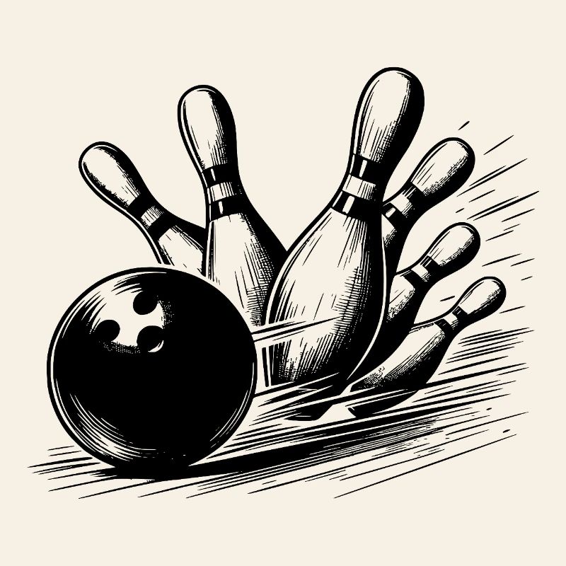 Dynamischer Bowlingkugel Wurf auf Pins