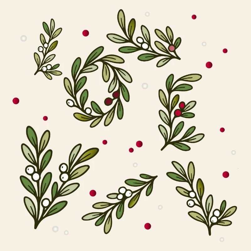 Motif de branche de Noël avec des baies