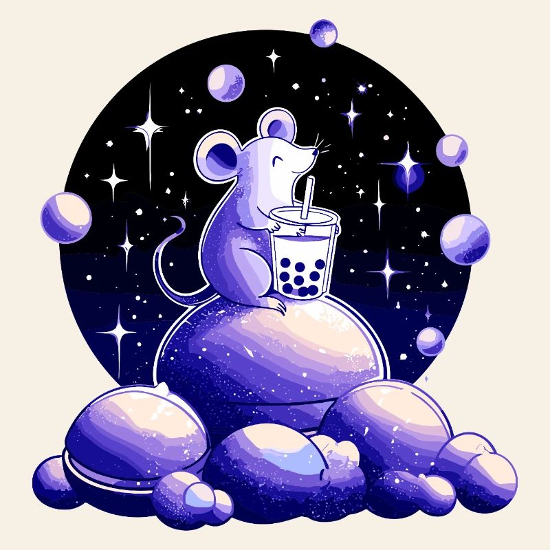 Souris de rêves de lune avec bubble tea