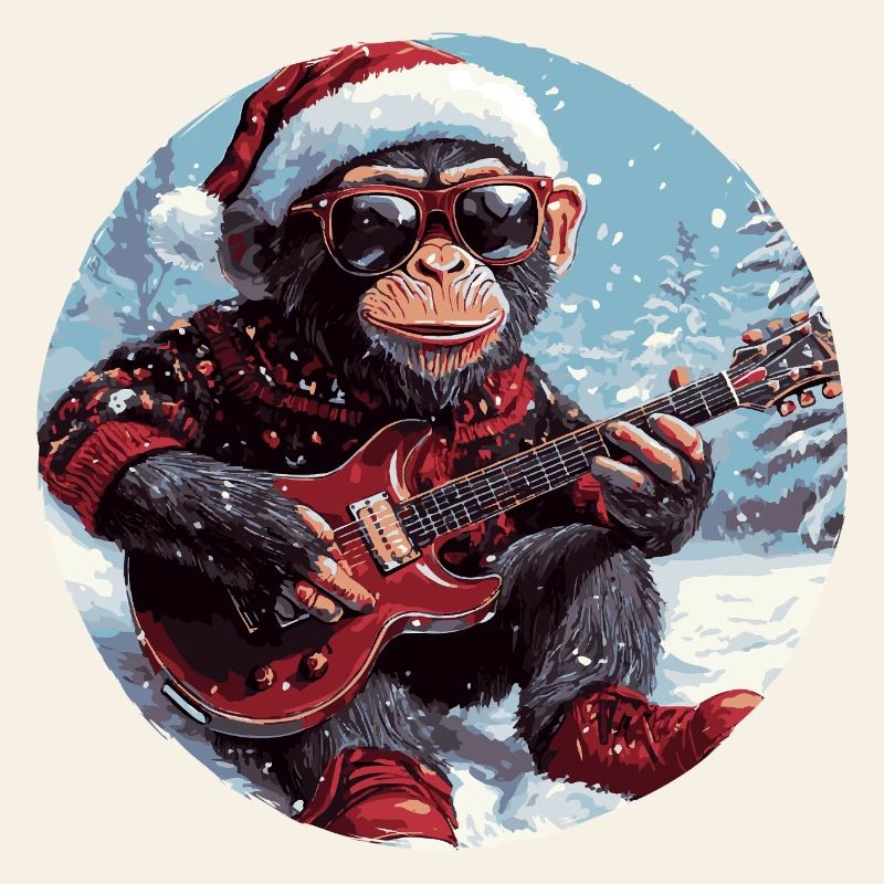 Guitare de Noël Singe