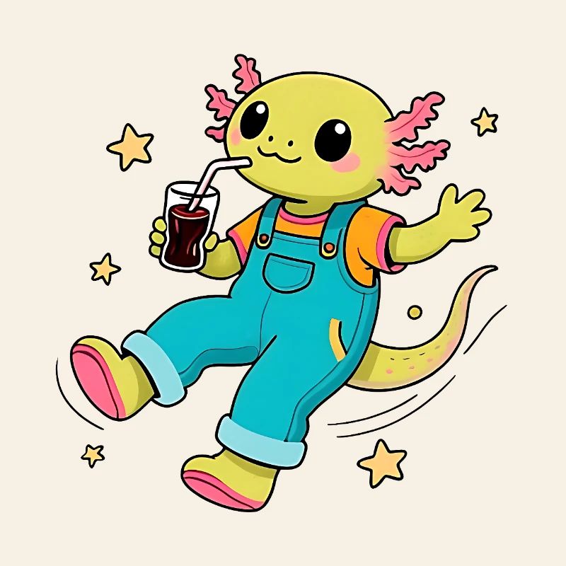 Happy Axolotl floating in space