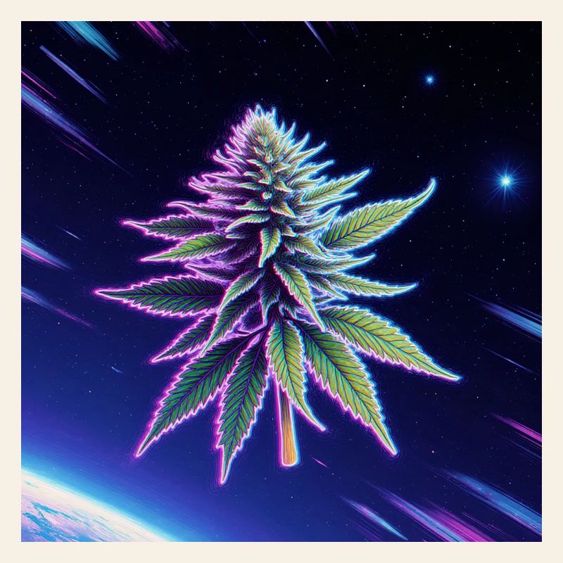 Feuille de cannabis néon spatiale