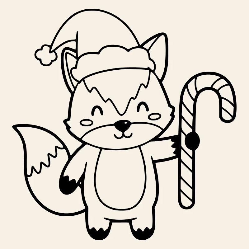 Weihnachtsfuchs mit Candy Cane Illustration