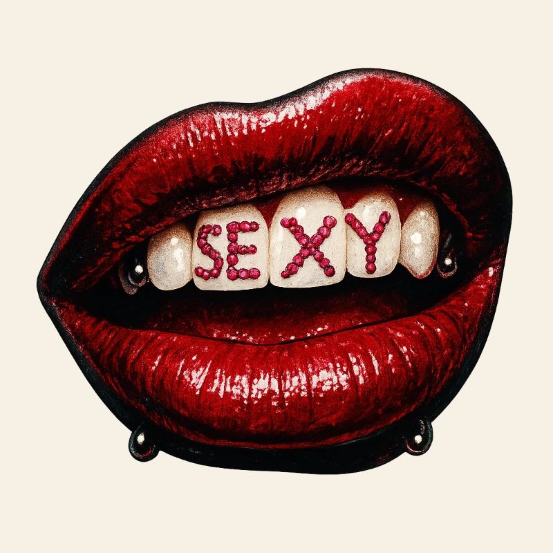 Lippen mit Perlenbuchstaben