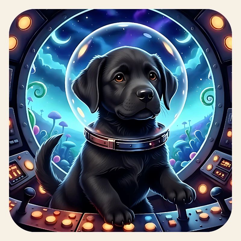 Cosmic Pup dans le cockpit spatial