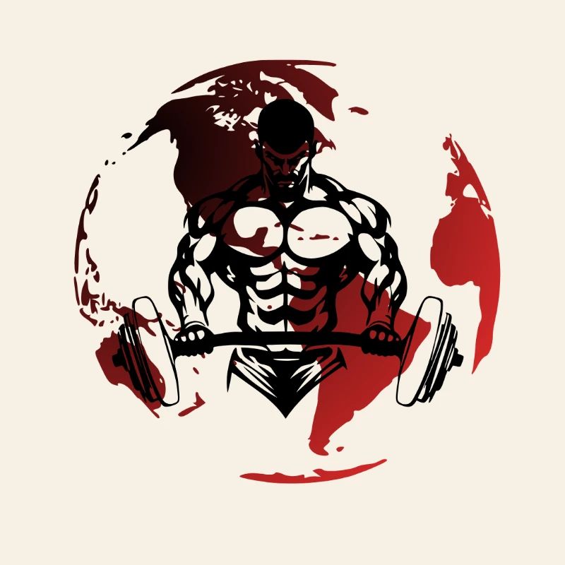 Bodybuilding Silhouette on Red Globe