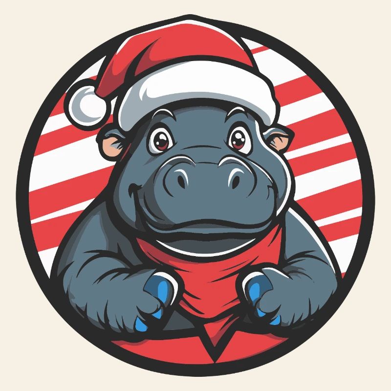 Dessin animé de l’hippopotame de Noël