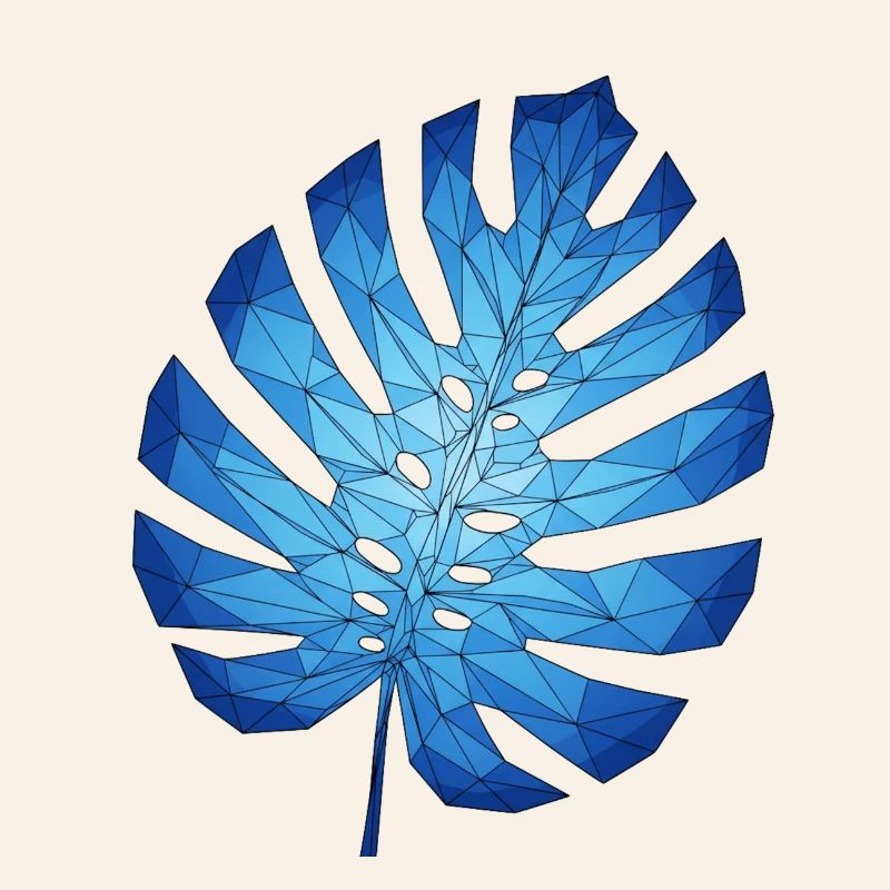 Geometric Monstera Blue Leaf