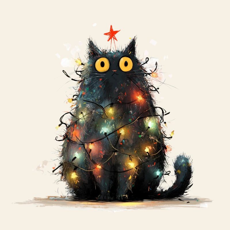 Chat de Noël Chat Noir comme Sapin de Noël