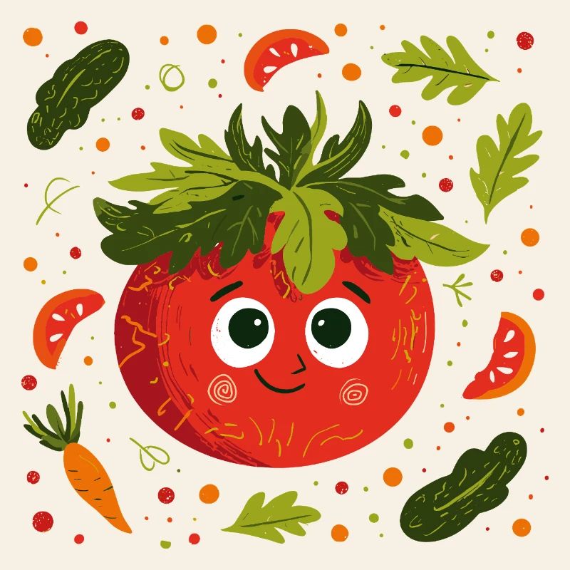 Cheerful tomato with herb crown