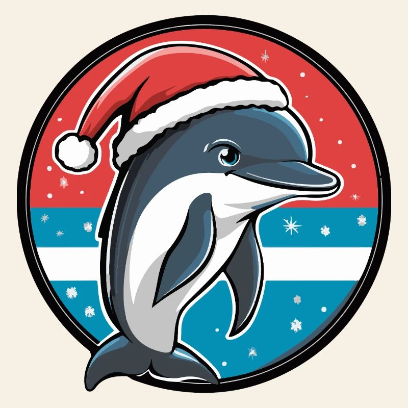 Dolphin with Santa hat