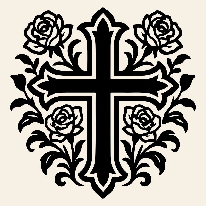 Roses à symbole de croix