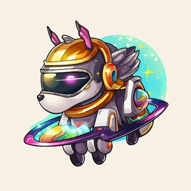 Chien de l’espace sur un hoverboard