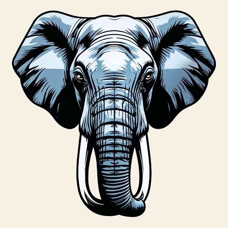 Blue Elephant Head Vector