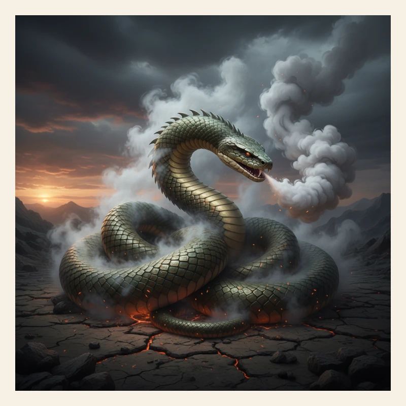 Serpent dans le champ de lave