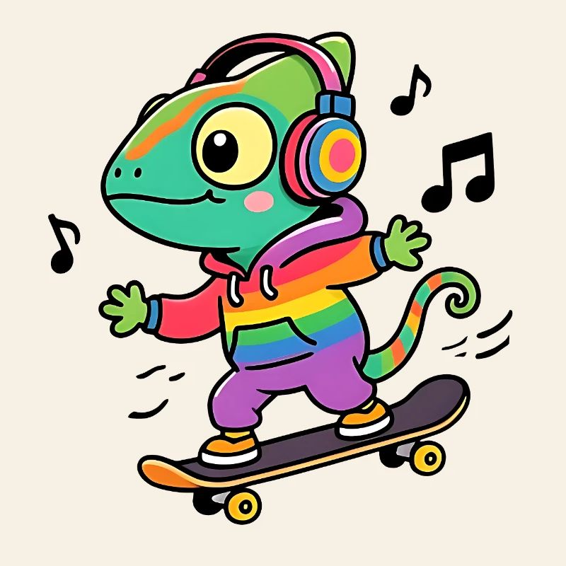 Rainbow Chameleon on Skate