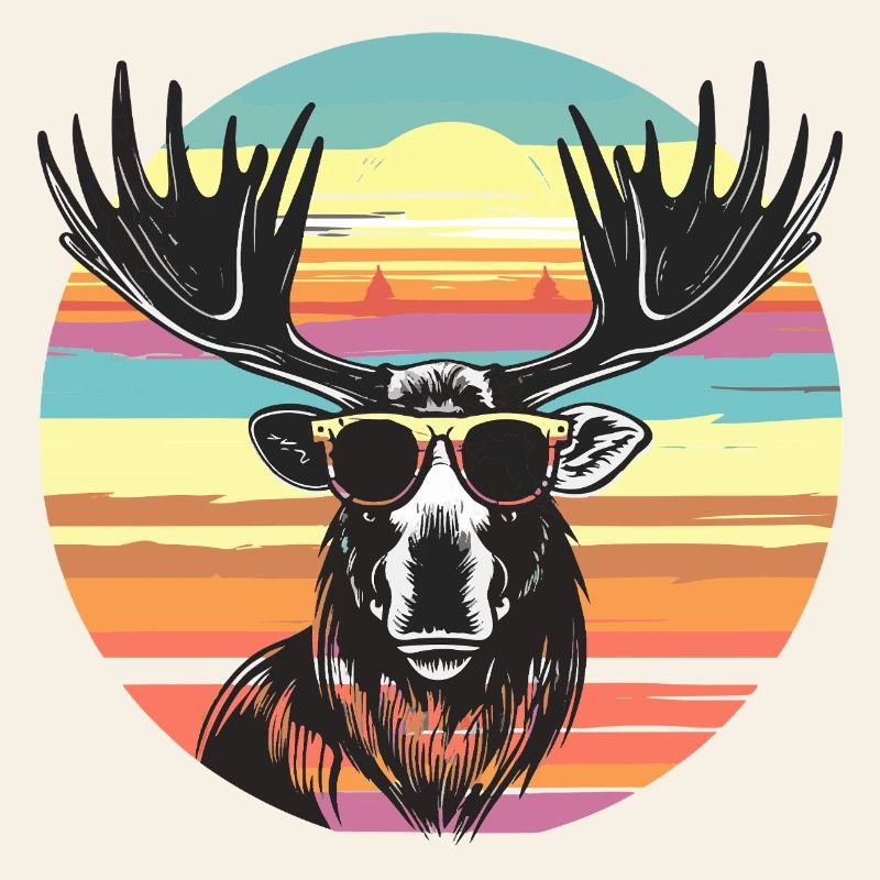 Moose at sunset with sunglasses