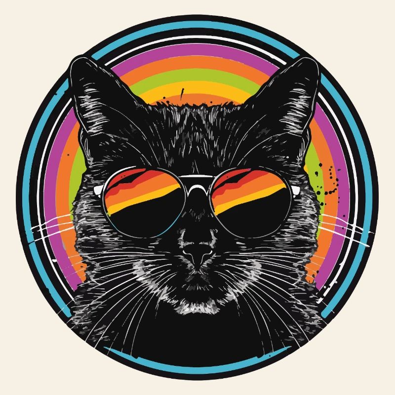 Rainbow-Katze mit Sonnenbrille
